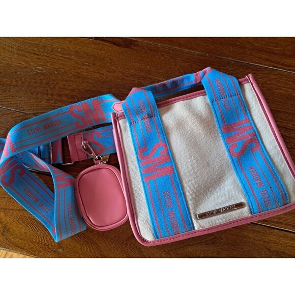 STEVE MADDEN BWEBBER SATCHEL CROSSBODY BAG W AIR POD CASE CAMEL TIK TOK Pink -j - Picture 2 of 2